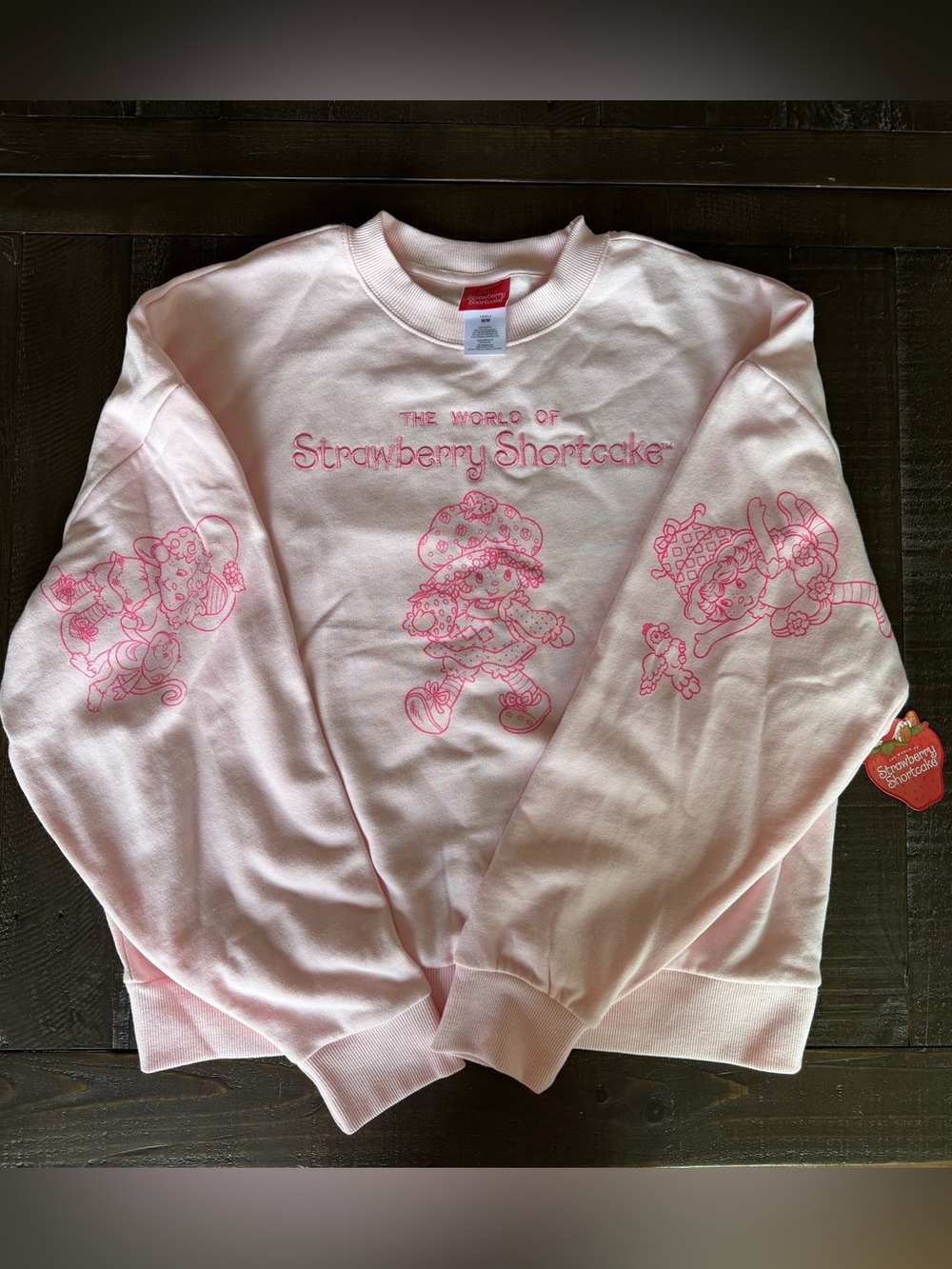 Pink Graphic Strawberry‎ Shortcake Crew Sweatshirt - Women M 🍓🍓 New